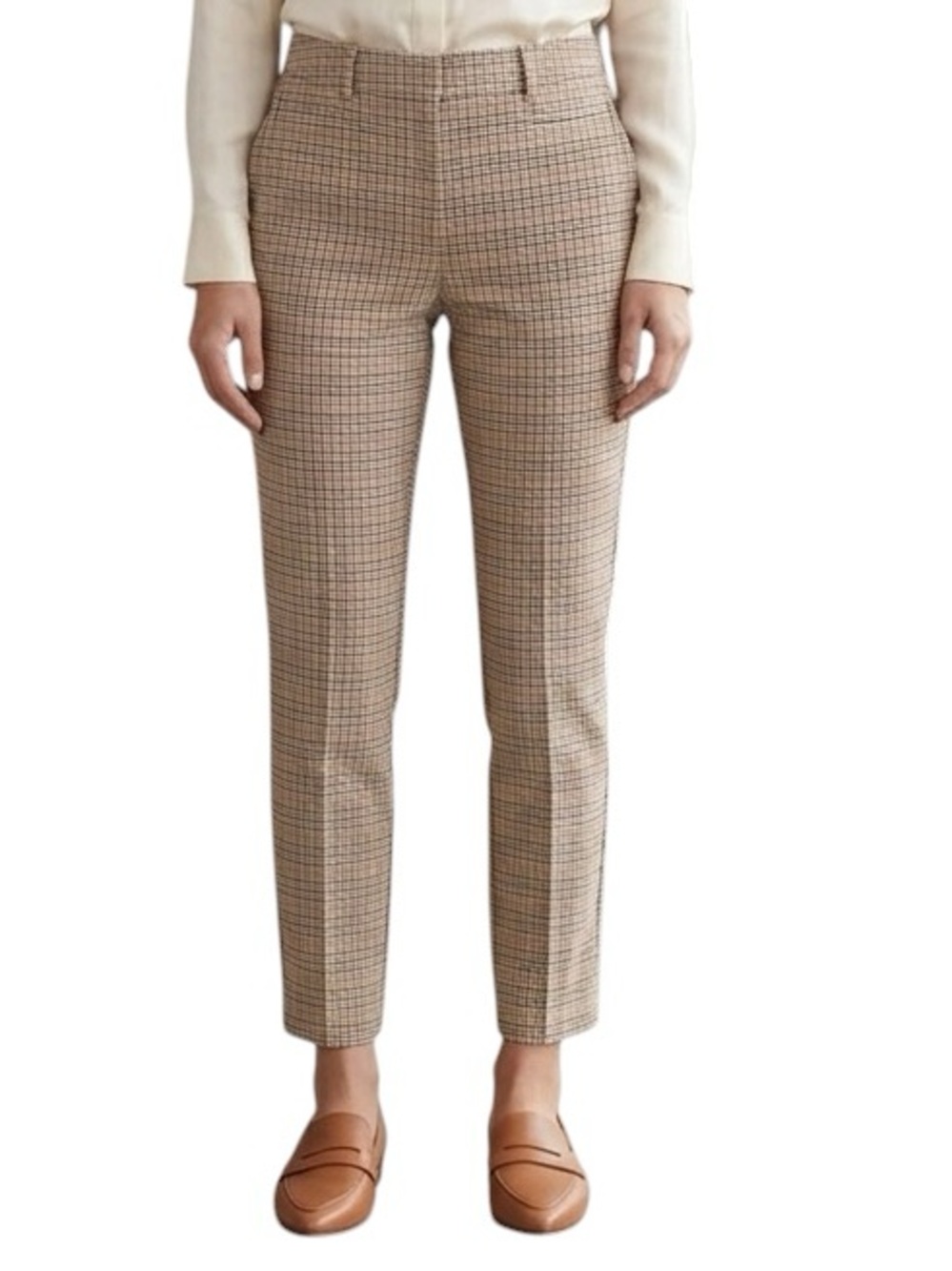Banana Republic Sloan Pants Skinny Fit Ankle Coral Brown Plaid Womens Size 6P